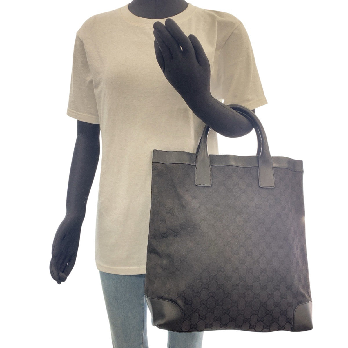 GUCCI Tote Bag GG canvas black Tote Bag Handbag Unisex Women Used