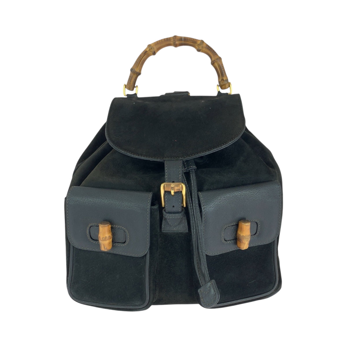 GUCCI Backpack 003 58 0016 Suede black brown Backpack Backpack Bamboo Old Gucci Women Used