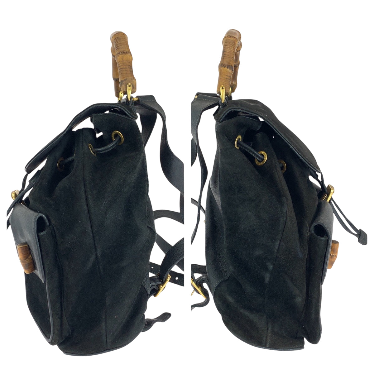 GUCCI Backpack 003 58 0016 Suede black brown Backpack Backpack Bamboo Old Gucci Women Used