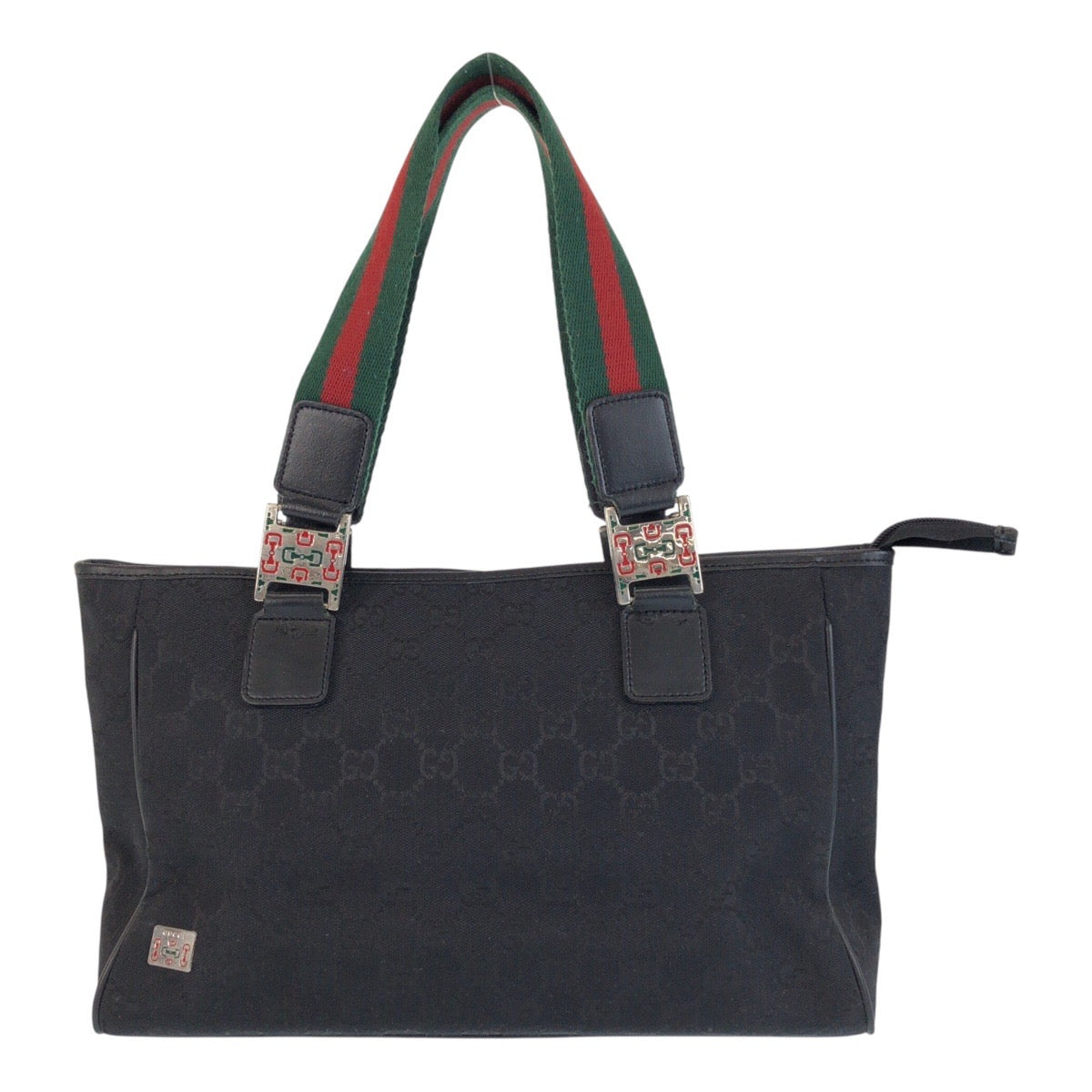 GUCCI Tote Bag GG canvas, leather black Tote Bag Shoulder Bag Sherry line Women Used