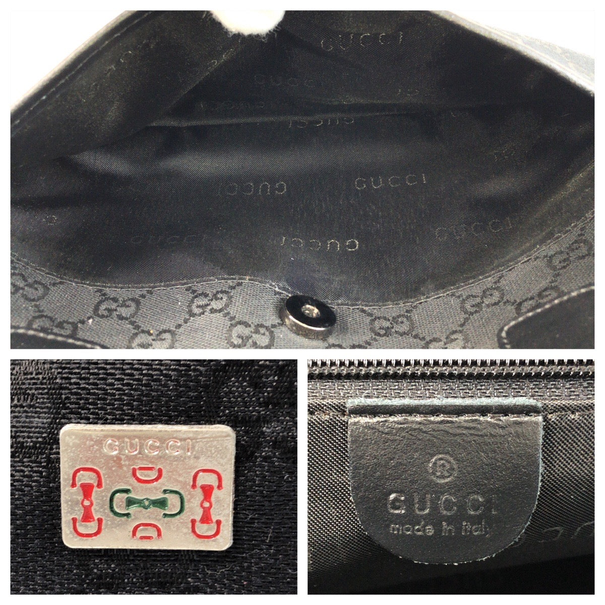 GUCCI Tote Bag GG canvas, leather black Tote Bag Shoulder Bag Sherry line Women Used