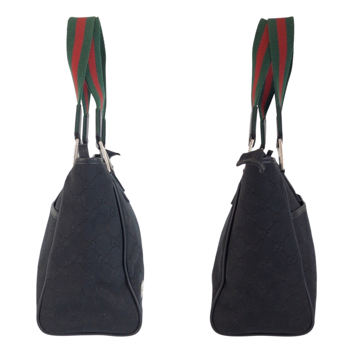 GUCCI Tote Bag GG canvas, leather black Tote Bag Shoulder Bag Sherry line Women Used