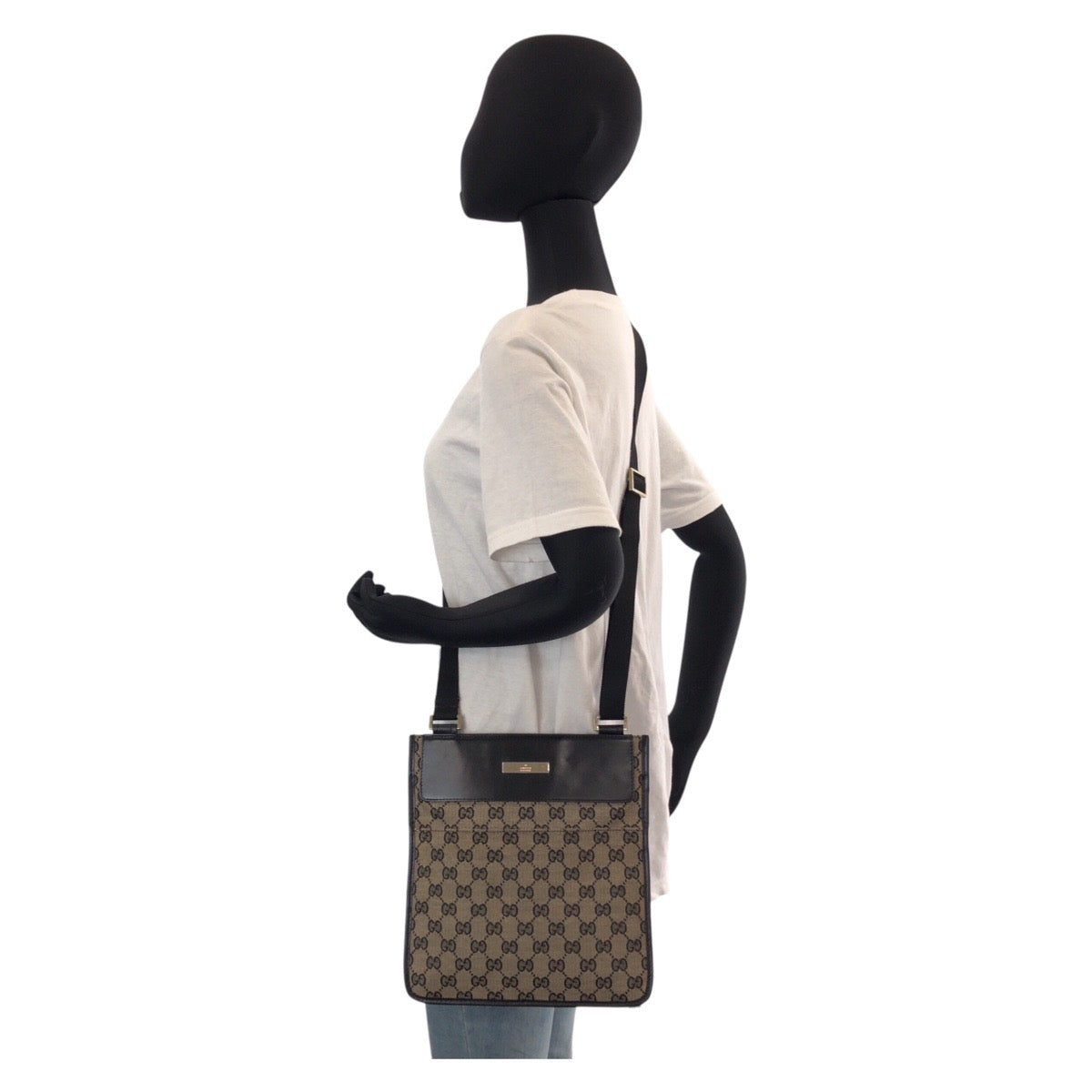 GUCCI Shoulder Bag 019 0348 GG canvas, leather Beige black Shoulder Bag pochette Women Used