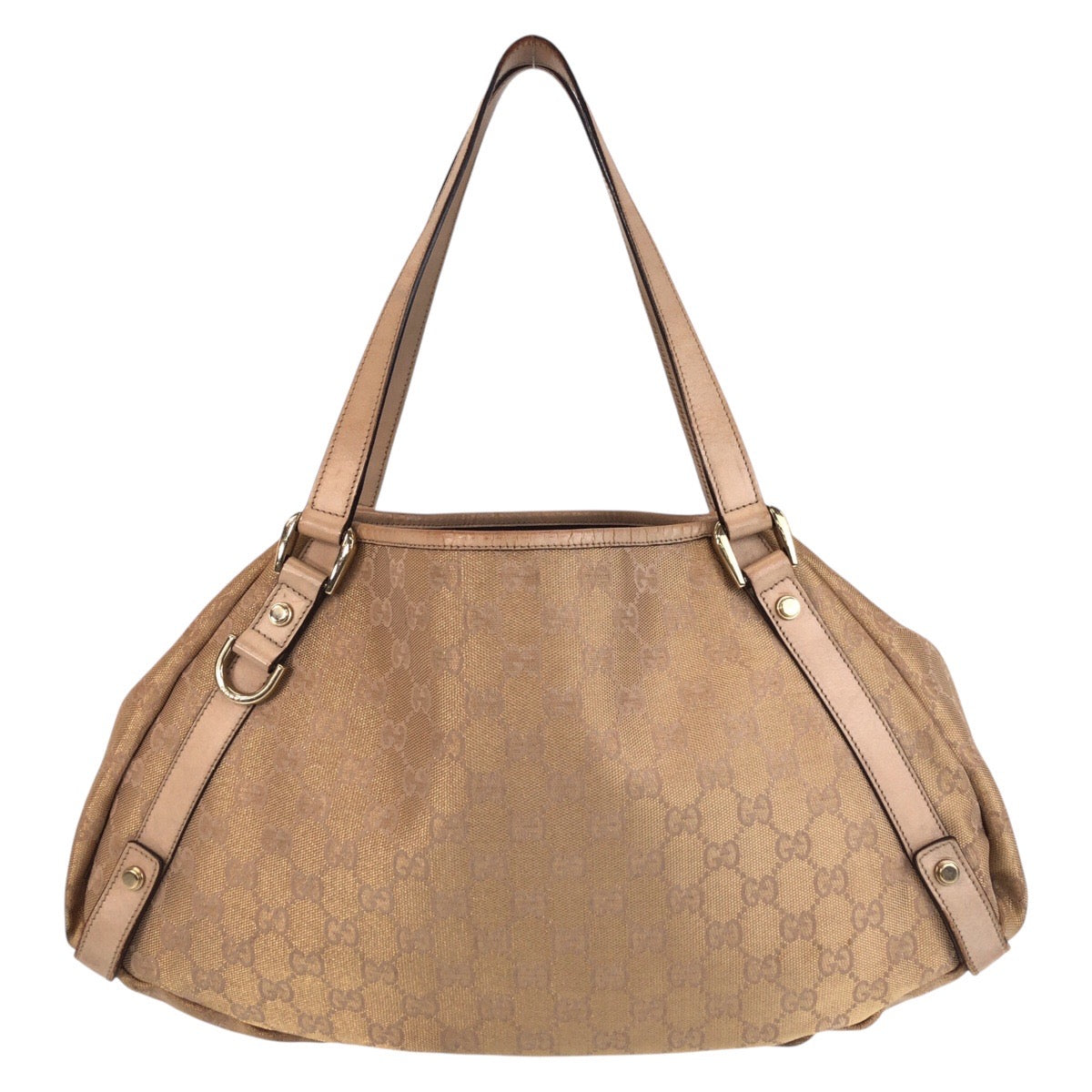 GUCCI Tote Bag 130736 GG canvas, leather Beige Gold Metal Tote Bag Shoulder Bag Abbey Women Used
