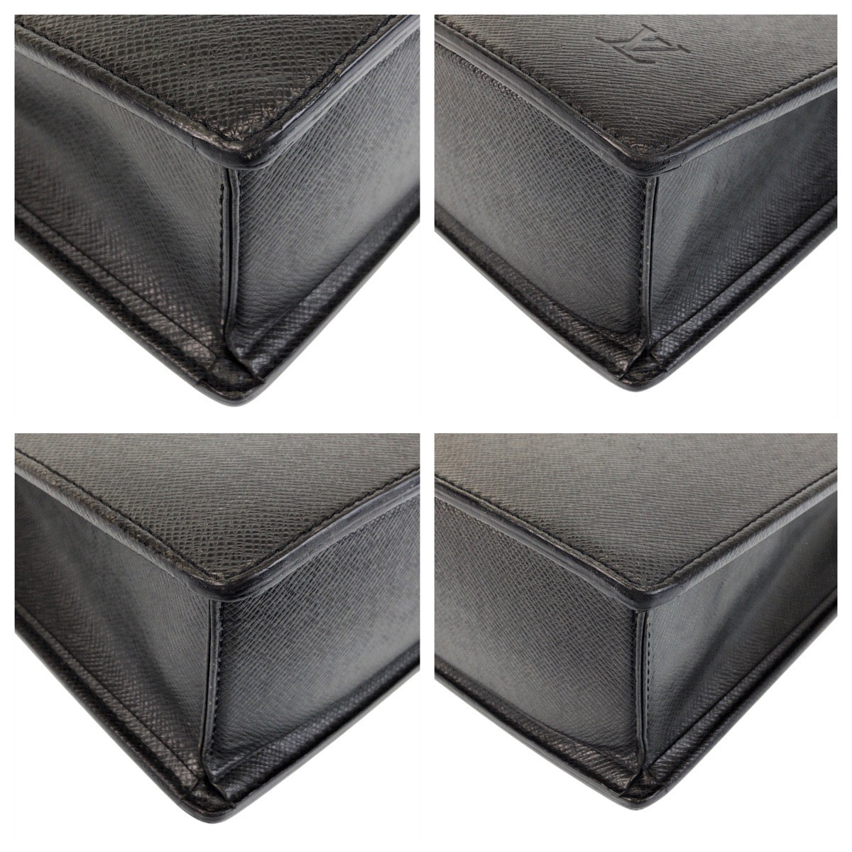 LOUIS VUITTON Business bag M30052 leather Ardoise Black SilverMetal Business bag briefcase Taiga Porto Documan Rozan mens Used