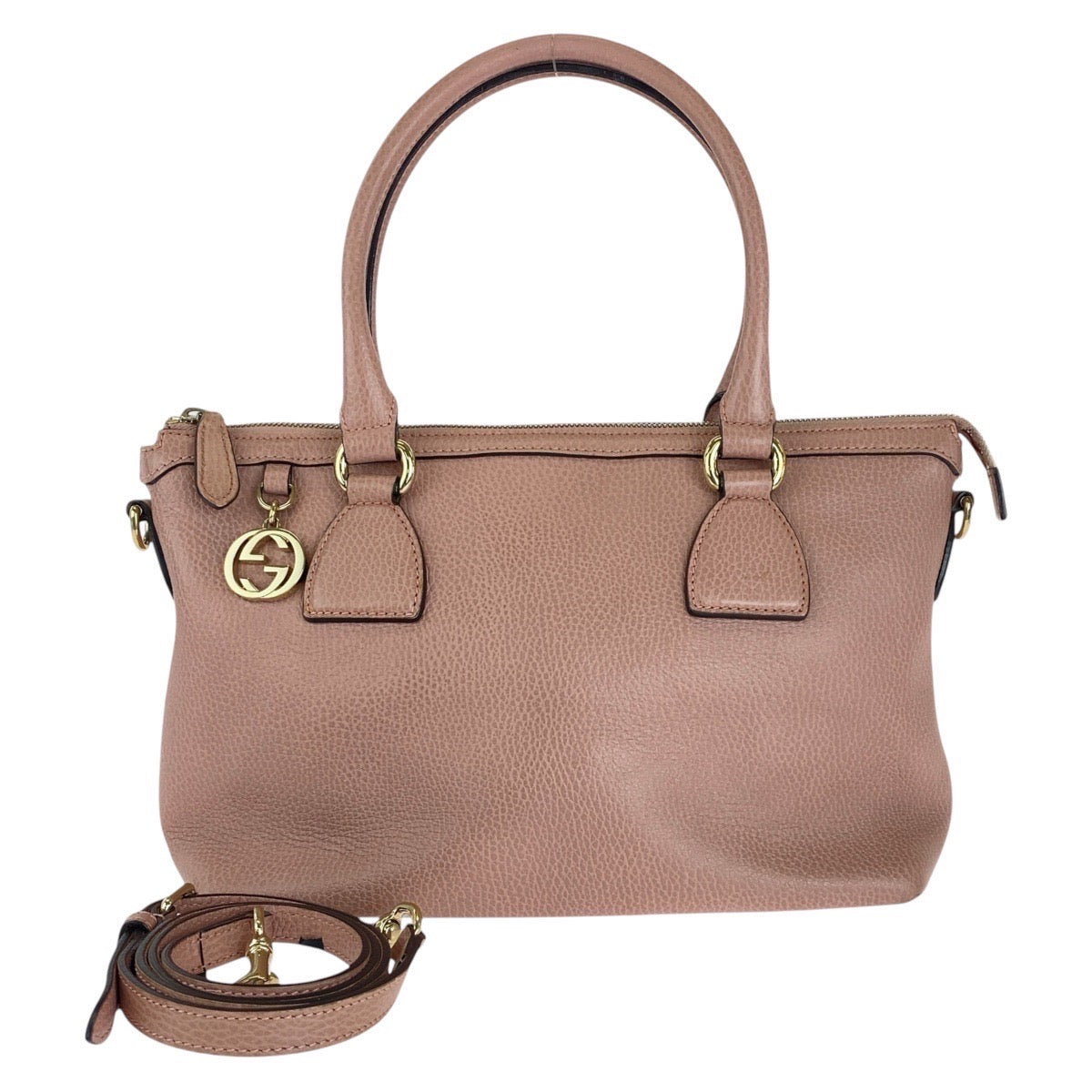 GUCCI Tote Bag 449659 leather Pink Gold Metal Tote Bag Shoulder Bag 2way GG Marmont Women Used