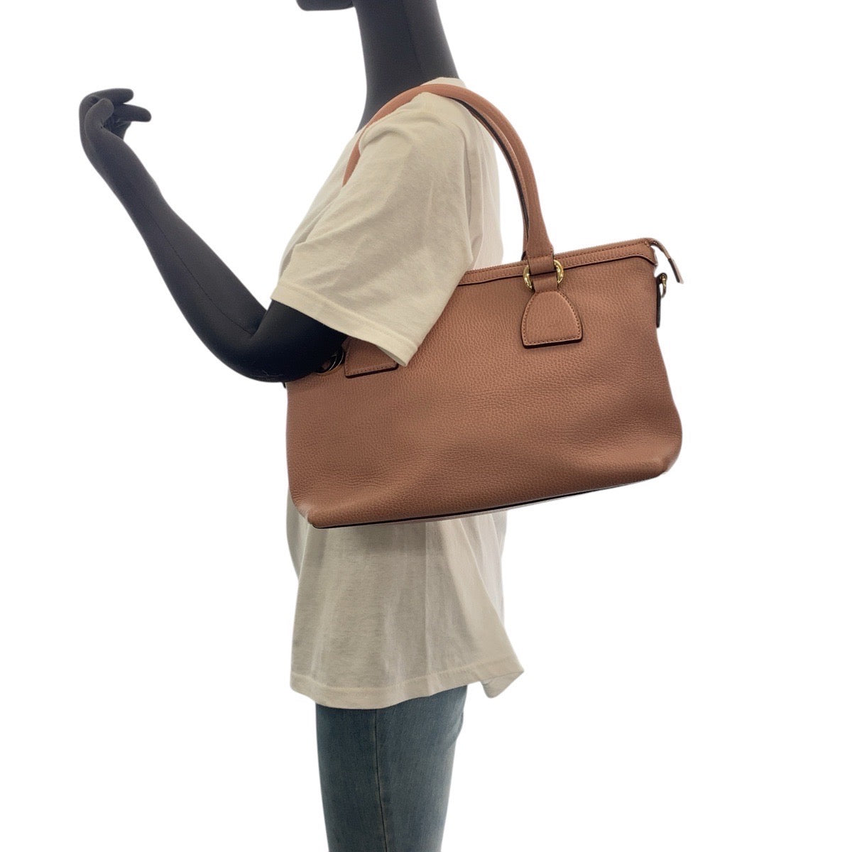 GUCCI Tote Bag 449659 leather Pink Gold Metal Tote Bag Shoulder Bag 2way GG Marmont Women Used