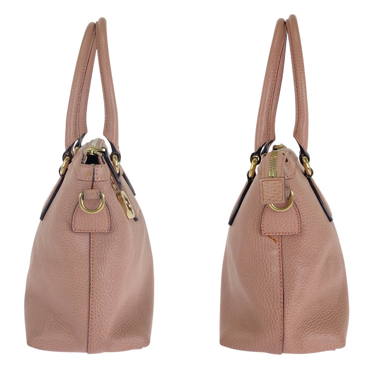 GUCCI Tote Bag 449659 leather Pink Gold Metal Tote Bag Shoulder Bag 2way GG Marmont Women Used
