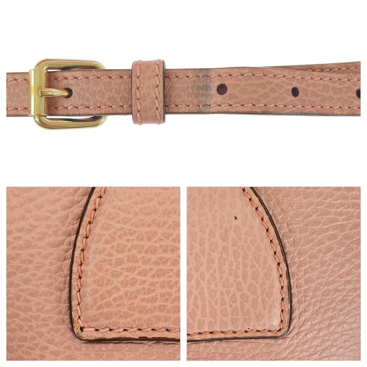 GUCCI Tote Bag 449659 leather Pink Gold Metal Tote Bag Shoulder Bag 2way GG Marmont Women Used