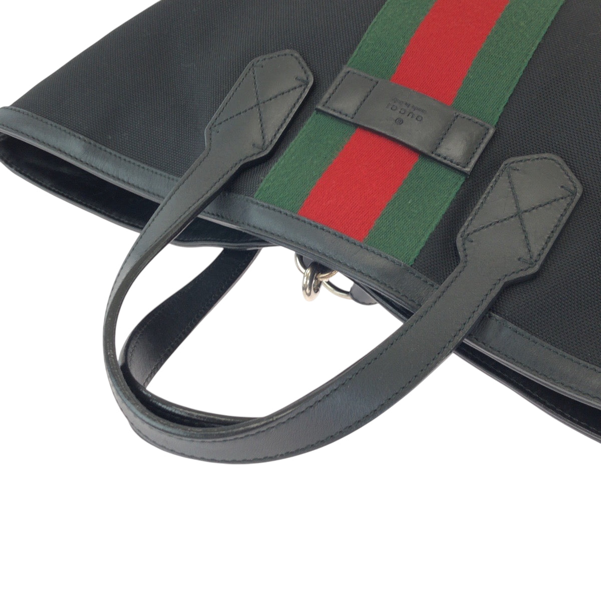 GUCCI Backpack 387105 canvas Black red green Backpack Tote Bag 2way Sherry line mens Used