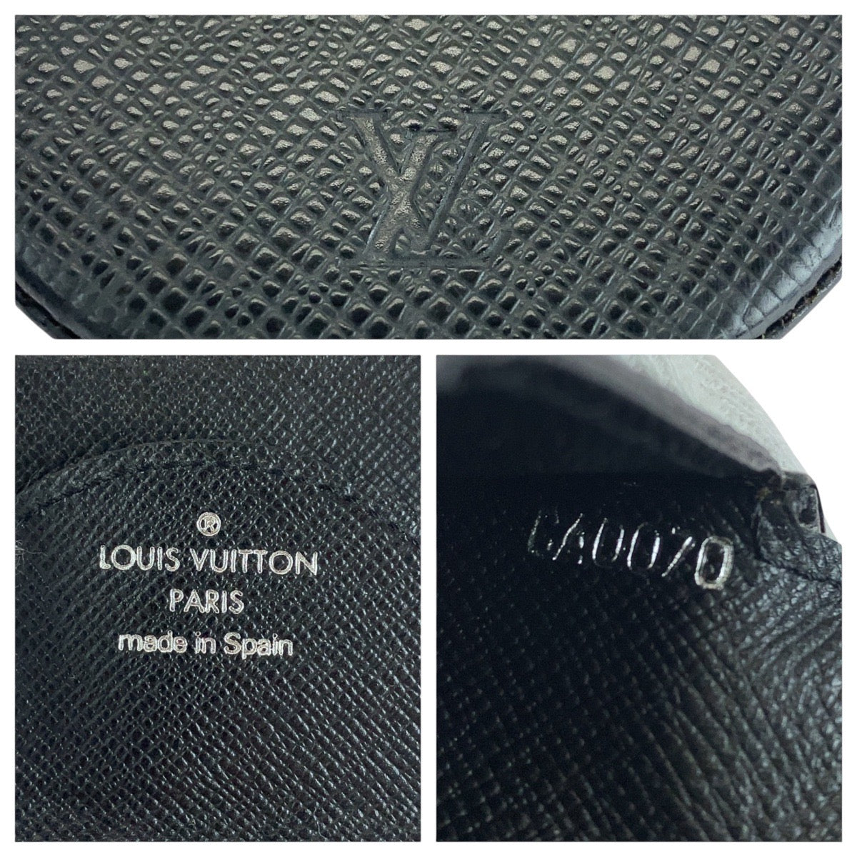 LOUIS VUITTON Coin case M64422 leather black Taiga Porto Monet Cuvetto