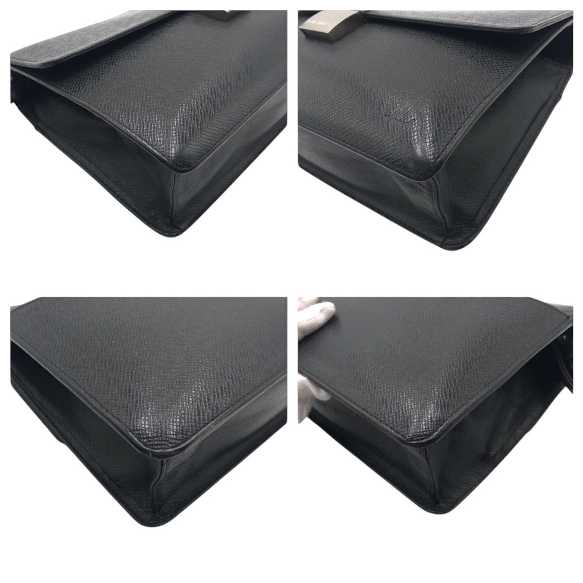 LOUIS VUITTON Clutch bag M30782 leather black Clutch bag business bag Taiga ardwards Selenga mens Used