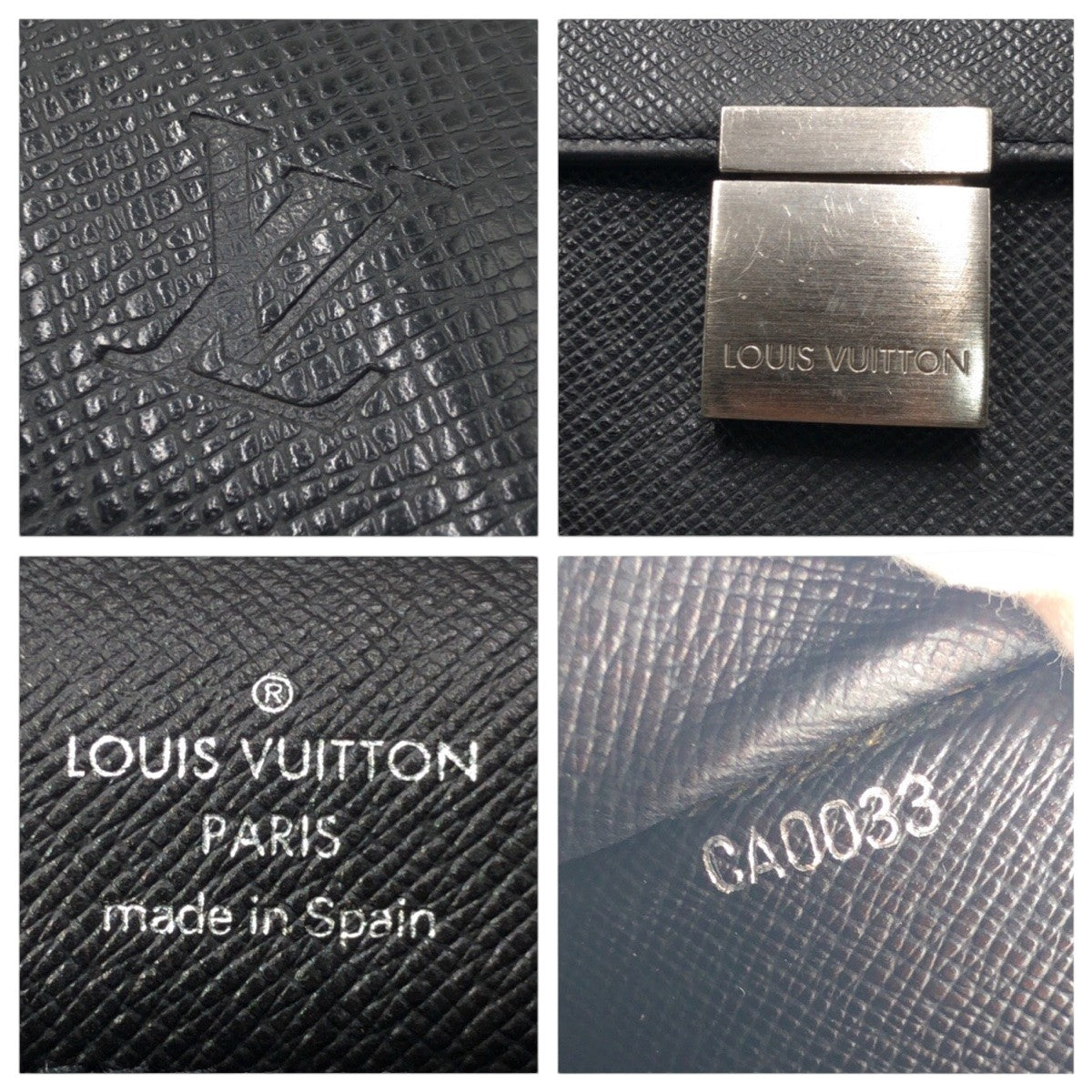 LOUIS VUITTON Clutch bag M30782 leather black Clutch bag business bag Taiga ardwards Selenga mens Used