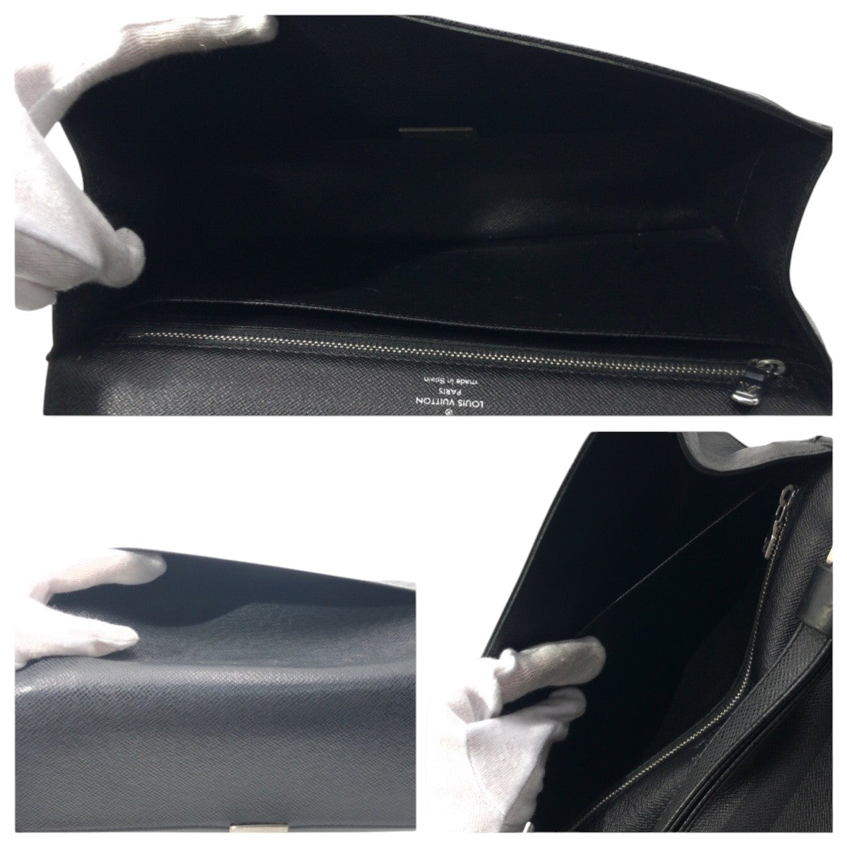 LOUIS VUITTON Clutch bag M30782 leather black Clutch bag business bag Taiga ardwards Selenga mens Used