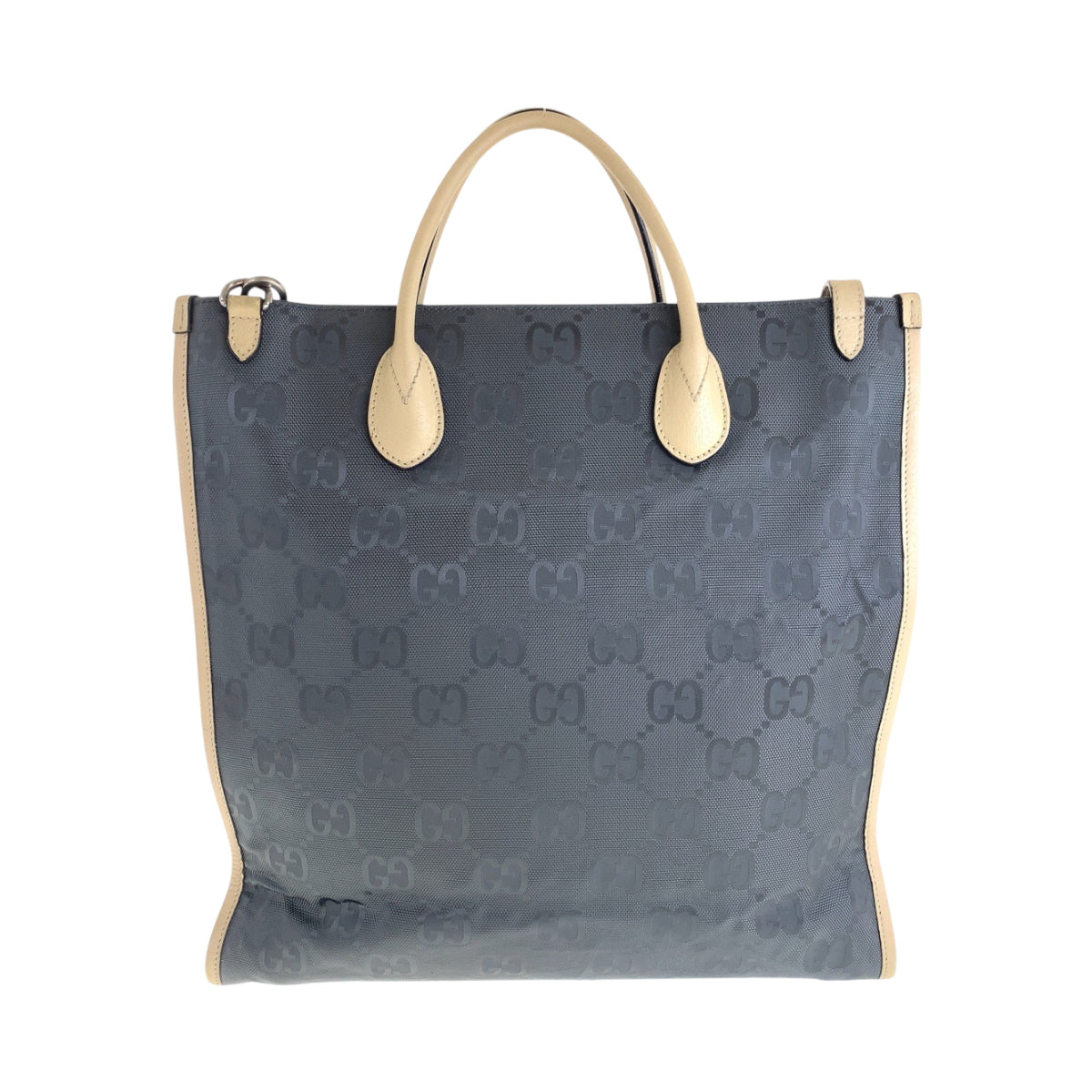 GUCCI Shoulder Bag 630355 Nylon Gray Beige SilverMetal Tote Bag Shoulder Bag 2way Off the grid Women Used