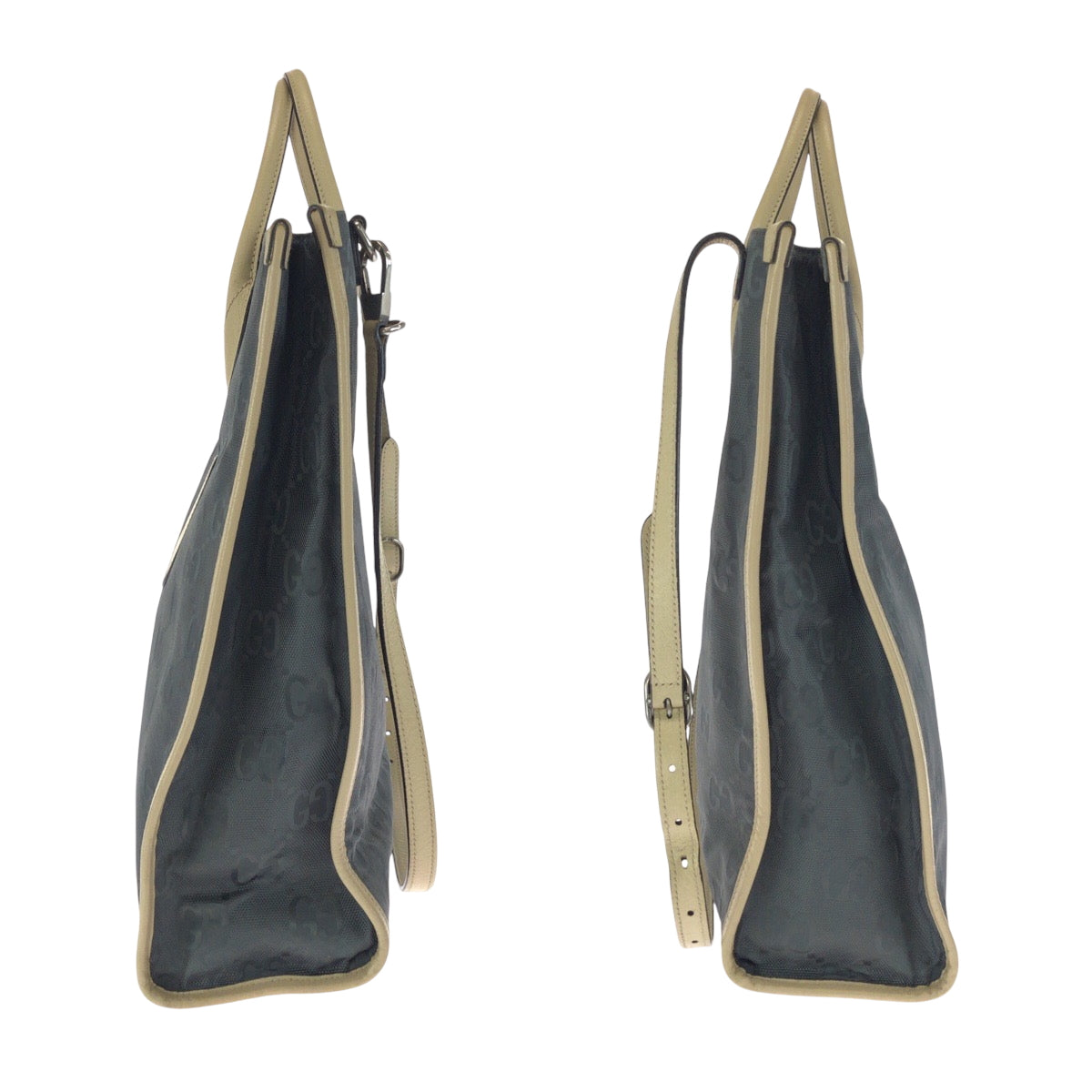 GUCCI Shoulder Bag 630355 Nylon Gray Beige SilverMetal Tote Bag Shoulder Bag 2way Off the grid Women Used
