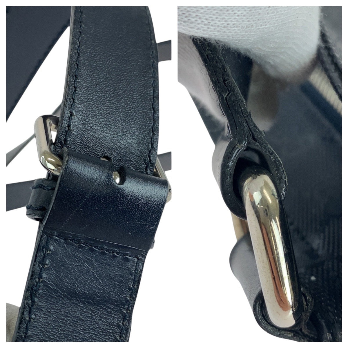 GUCCI Shoulder Bag 201446 GG canvas, leather Black SilverMetal Shoulder Bag Pochette Unisex GG implementation Women Used