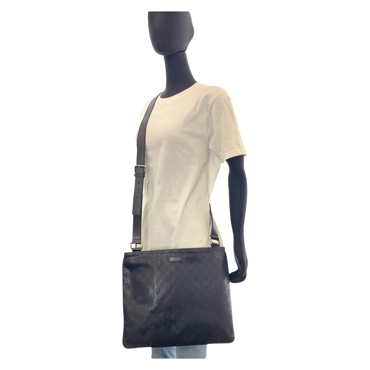 GUCCI Shoulder Bag 201446 GG canvas, leather Black SilverMetal Shoulder Bag Pochette Unisex GG implementation Women Used