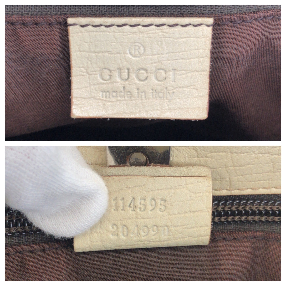 GUCCI Tote Bag 114595 GG canvas, leather Beige White Tote Bag Shoulder Bag Women Used