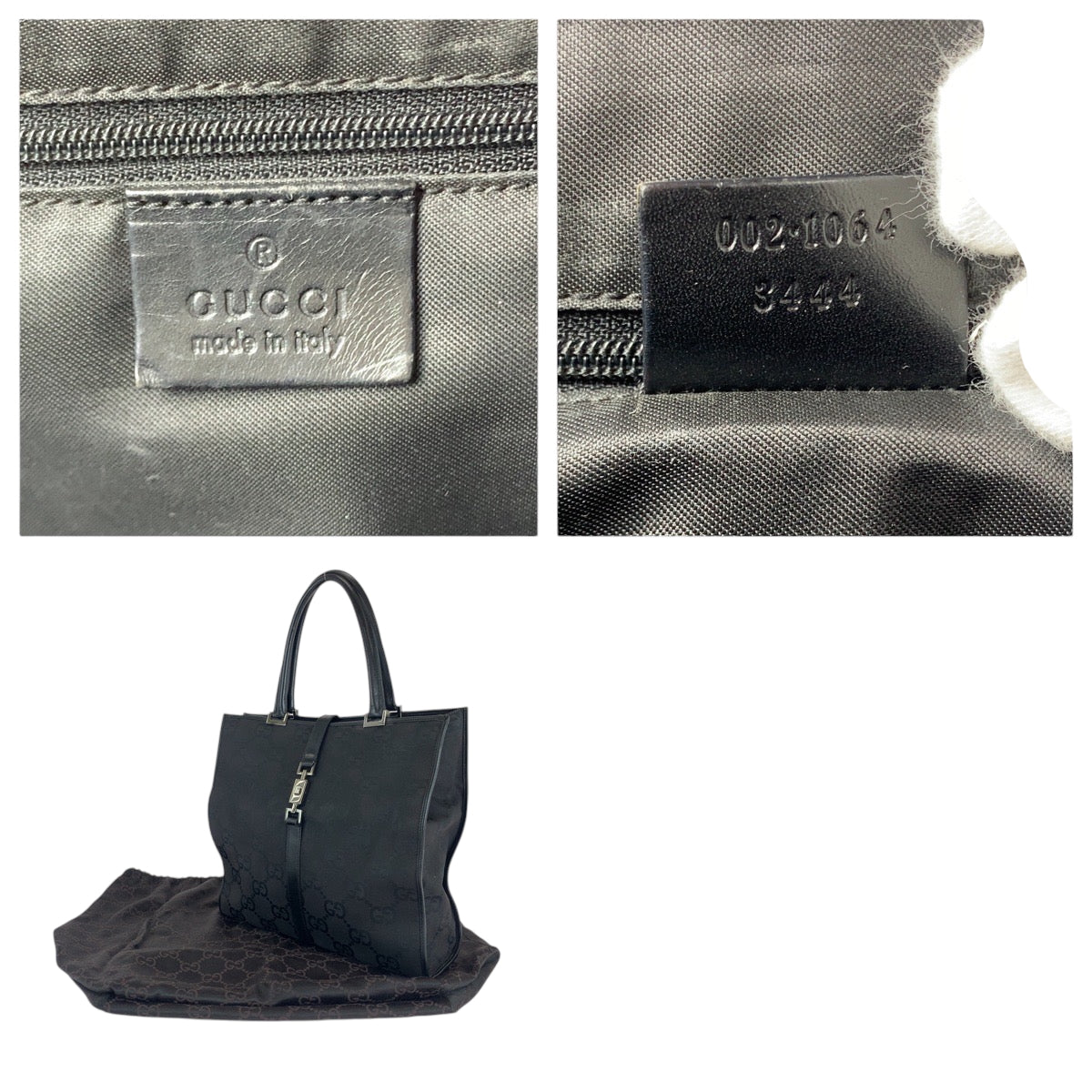GUCCI Tote Bag 002 1064 GG canvas black Tote Bag handbag Jackie Women Used