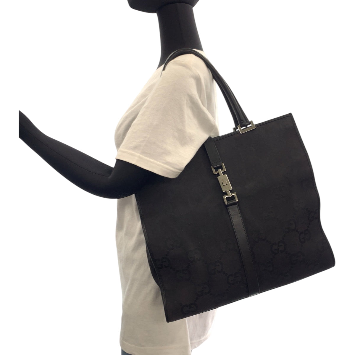 GUCCI Tote Bag 002 1064 GG canvas black Tote Bag handbag Jackie Women Used