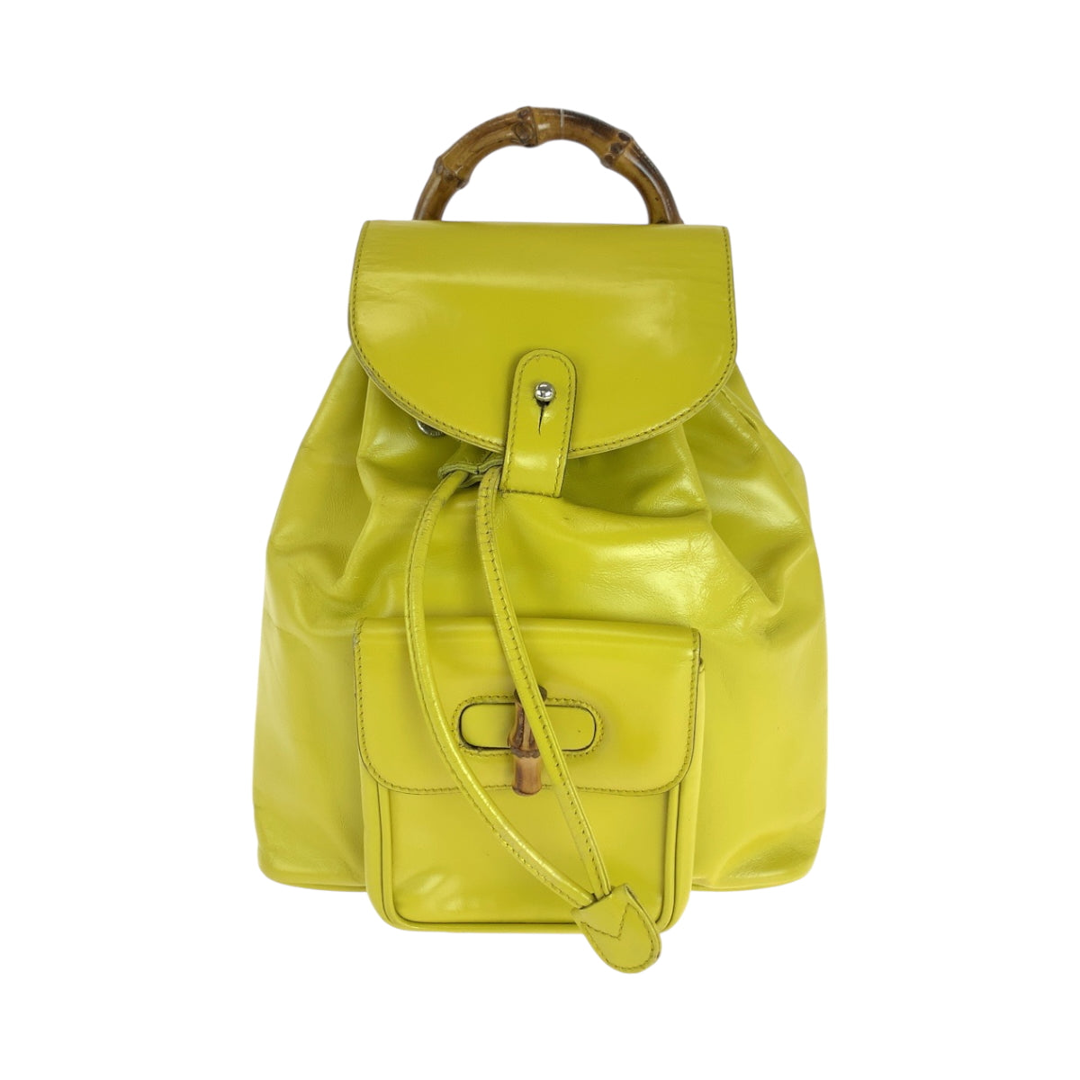 GUCCI Backpack 003 2034 0030 leather Yellow Brown SilverMetal Backpack Backpack Bamboo Women Used