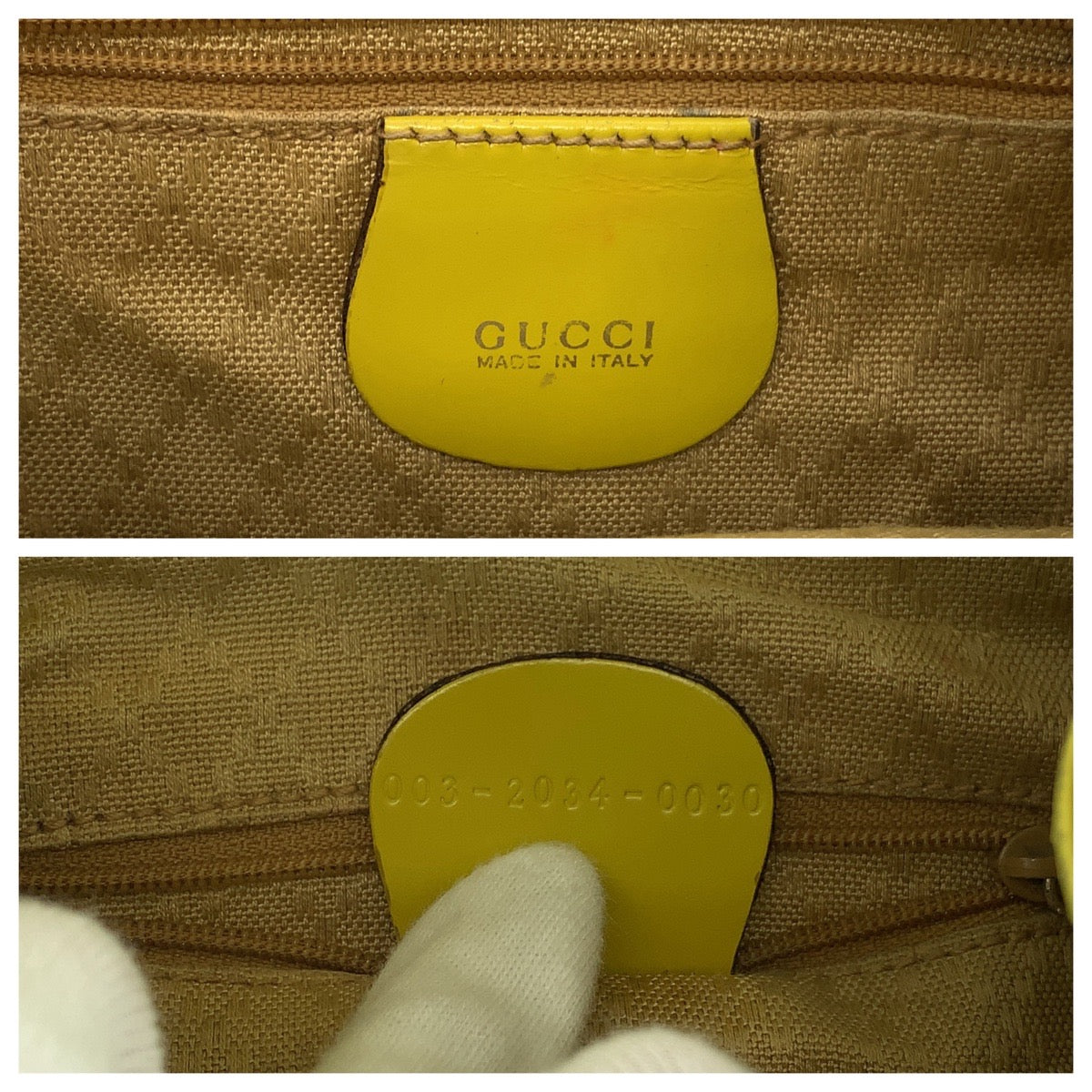 GUCCI Backpack 003 2034 0030 leather Yellow Brown SilverMetal Backpack Backpack Bamboo Women Used