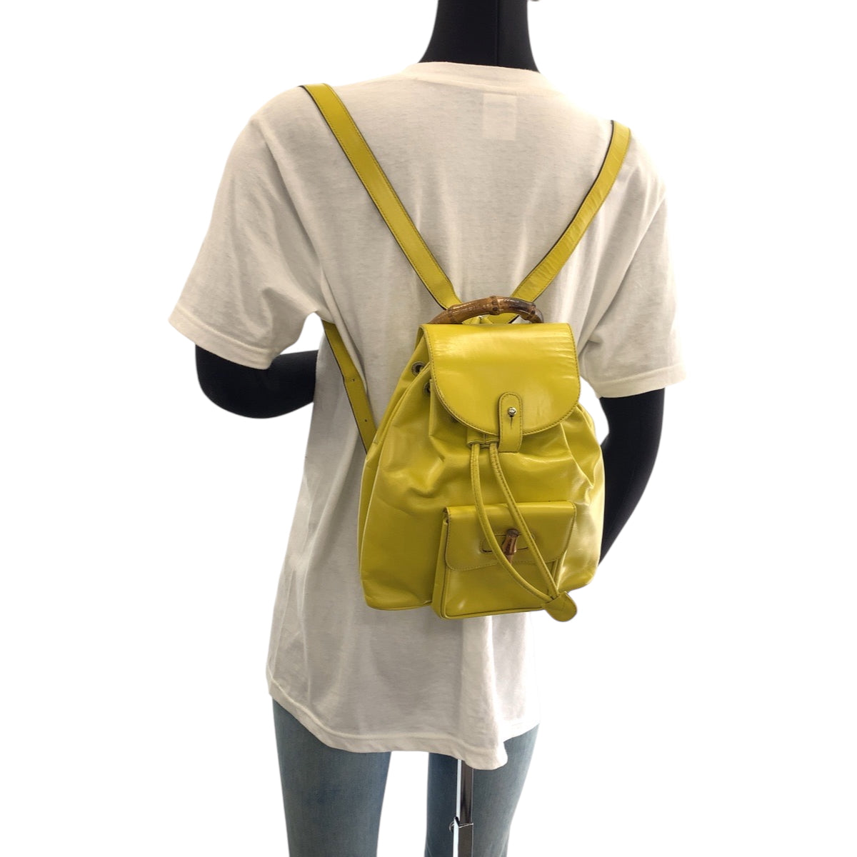 GUCCI Backpack 003 2034 0030 leather Yellow Brown SilverMetal Backpack Backpack Bamboo Women Used