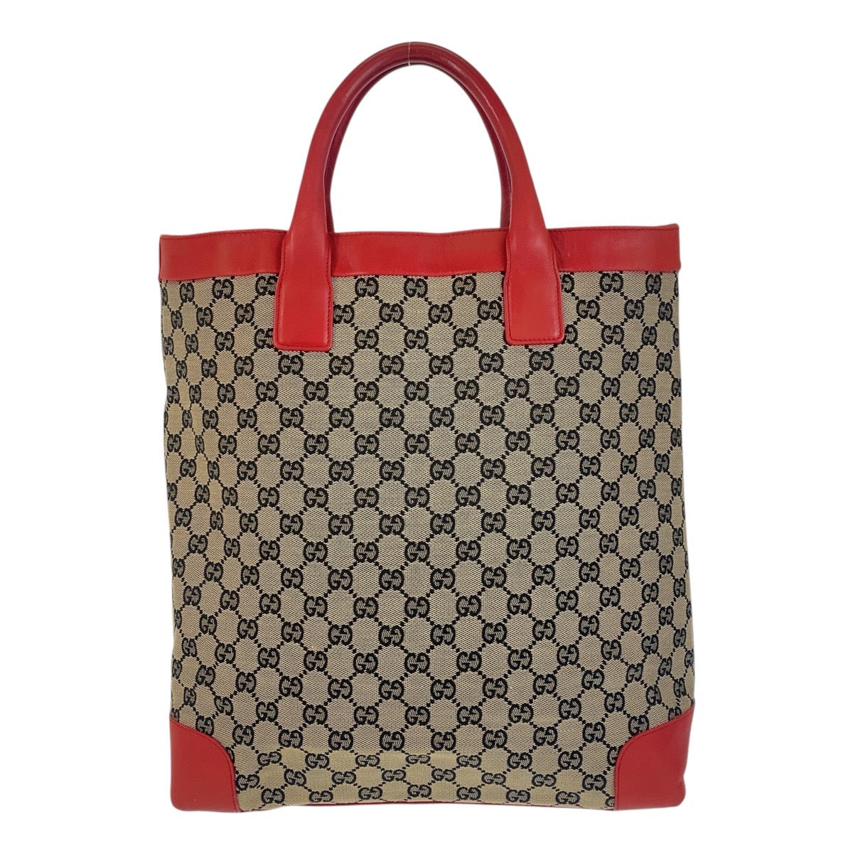 GUCCI Tote Bag 002 1121 GG canvas, leather Beige red Women Used