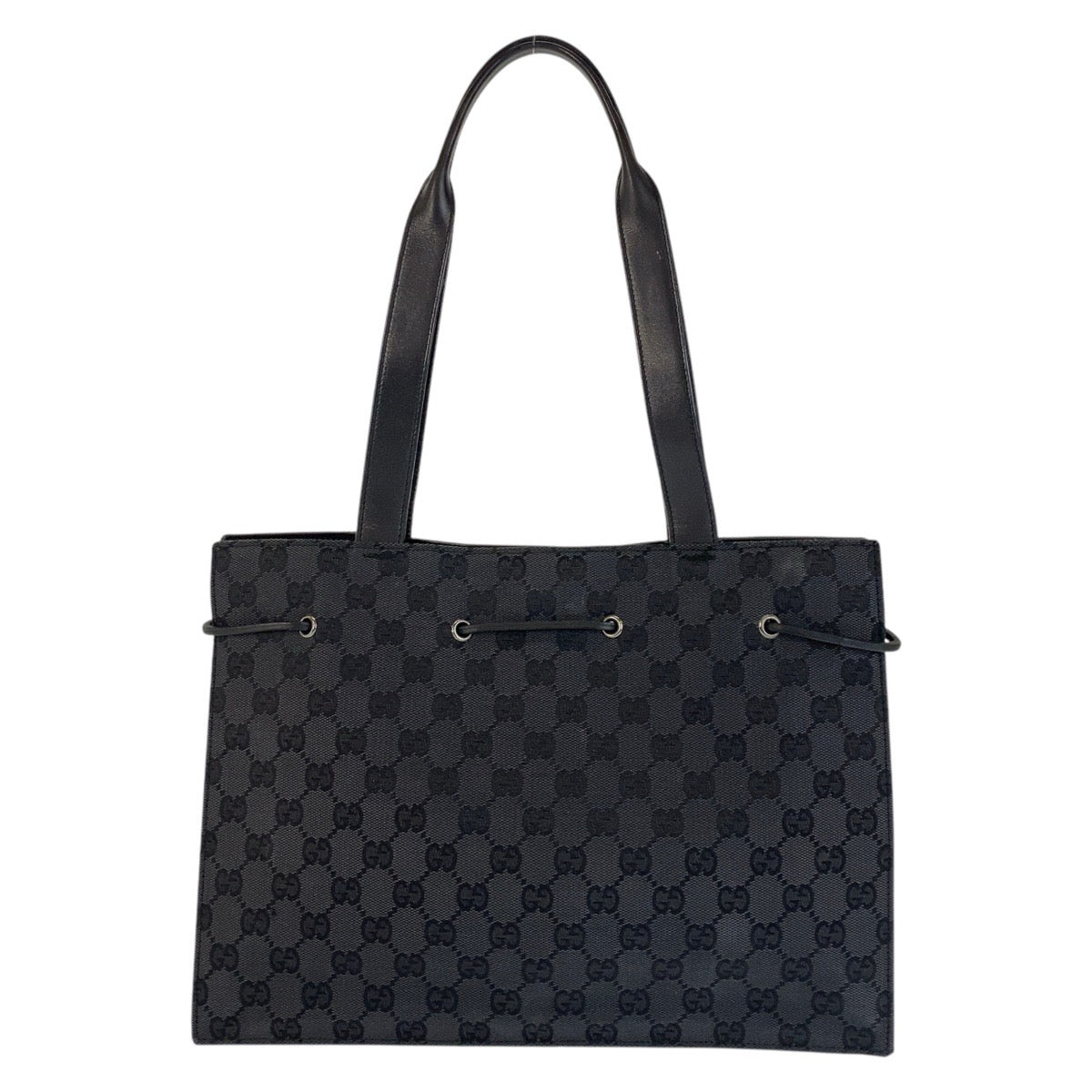 GUCCI Tote Bag 002 1053 GG canvas, leather Black SilverMetal Tote Bag Shoulder Bag Women Used