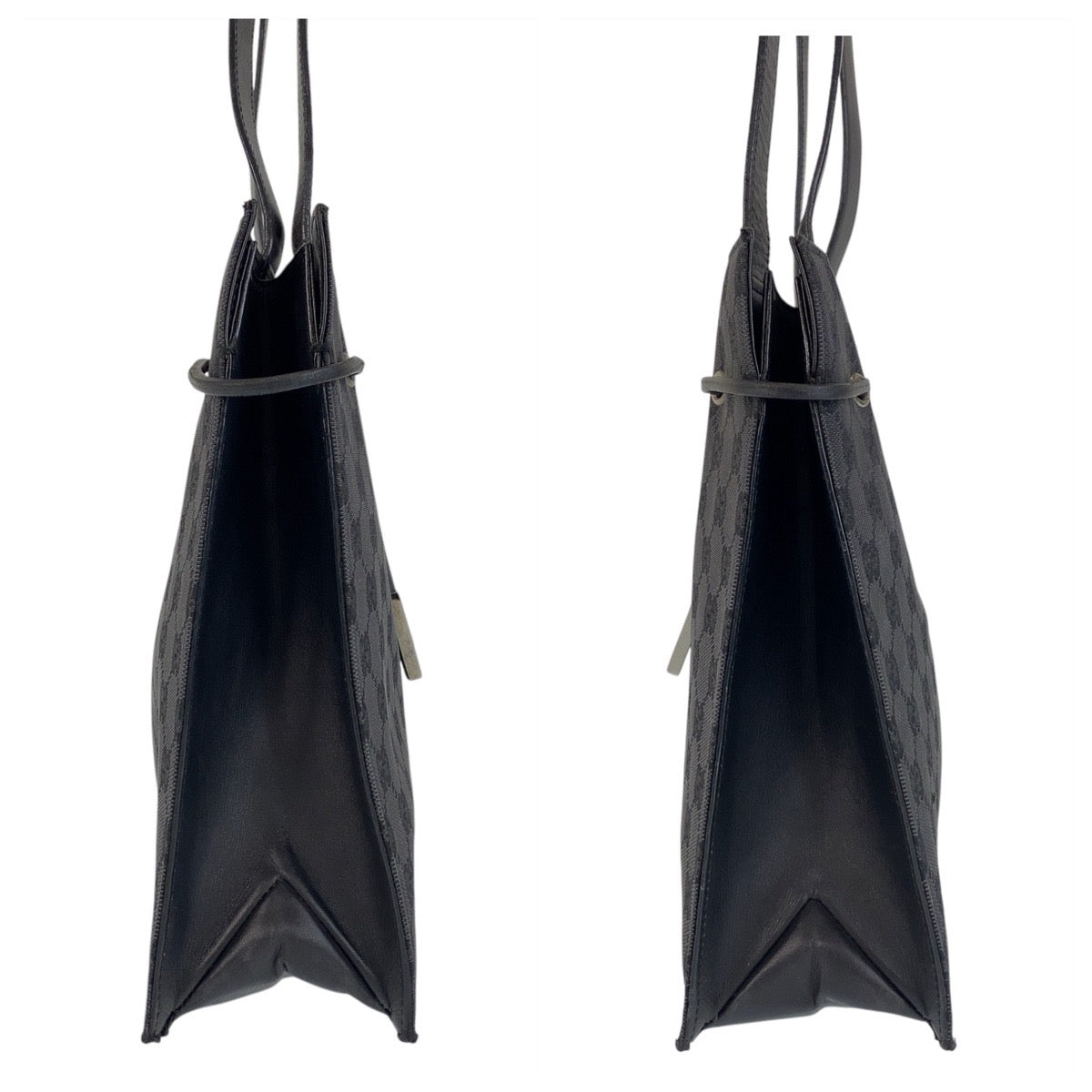 GUCCI Tote Bag 002 1053 GG canvas, leather Black SilverMetal Tote Bag Shoulder Bag Women Used