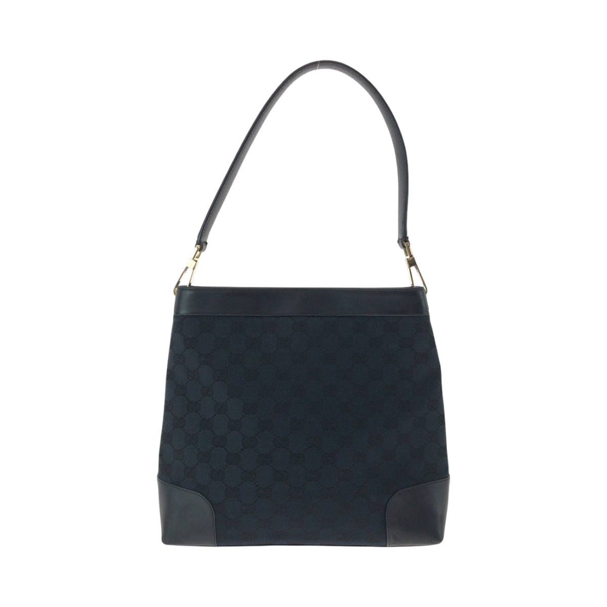 GUCCI Shoulder Bag 001 4231 GG canvas Black Silver Metal Shoulder Bag handbag Women Used