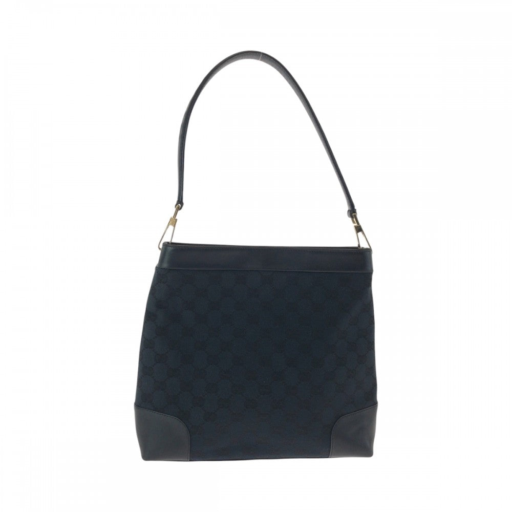 GUCCI Shoulder Bag 001 4231 GG canvas Black Silver Metal Shoulder Bag handbag Women Used
