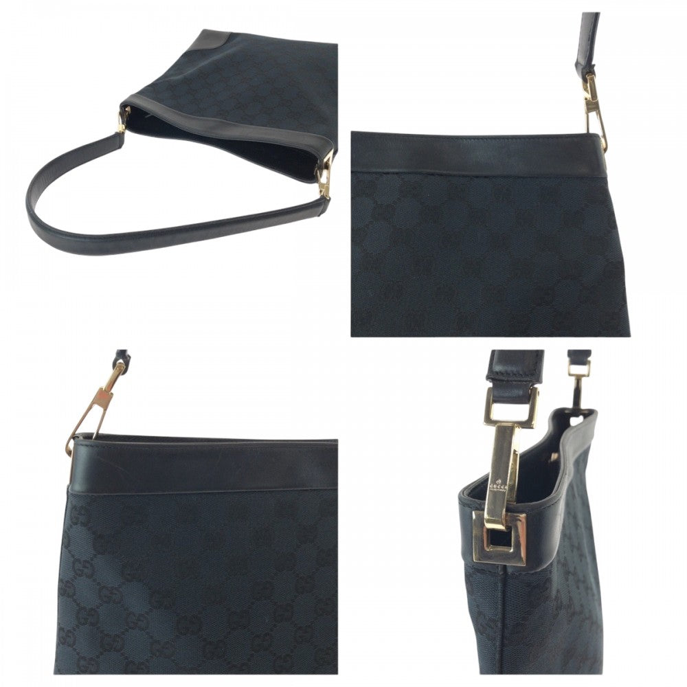 GUCCI Shoulder Bag 001 4231 GG canvas Black Silver Metal Shoulder Bag handbag Women Used
