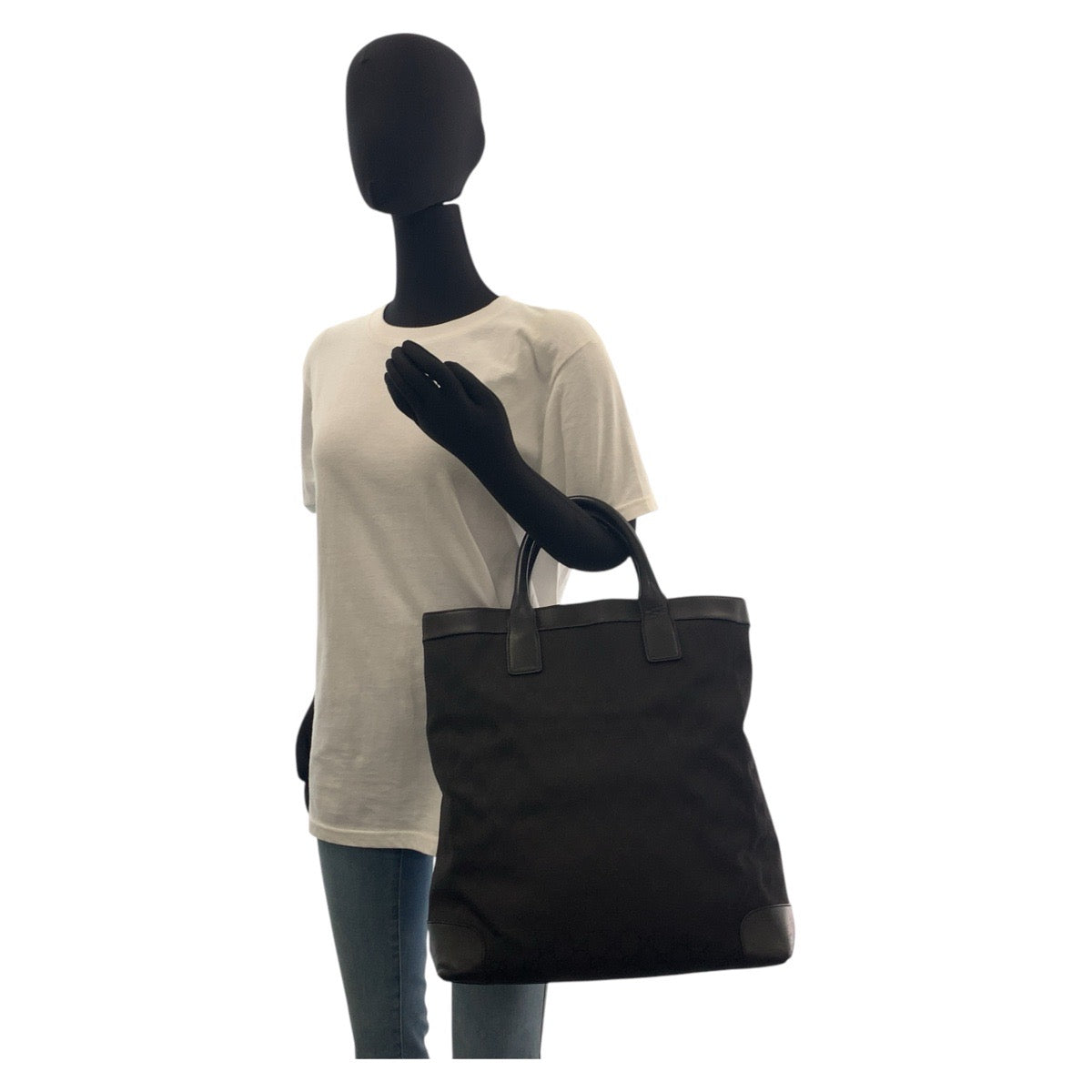 GUCCI Tote Bag 002 1121 GG canvas, leather Black black Tote Bag Women Used