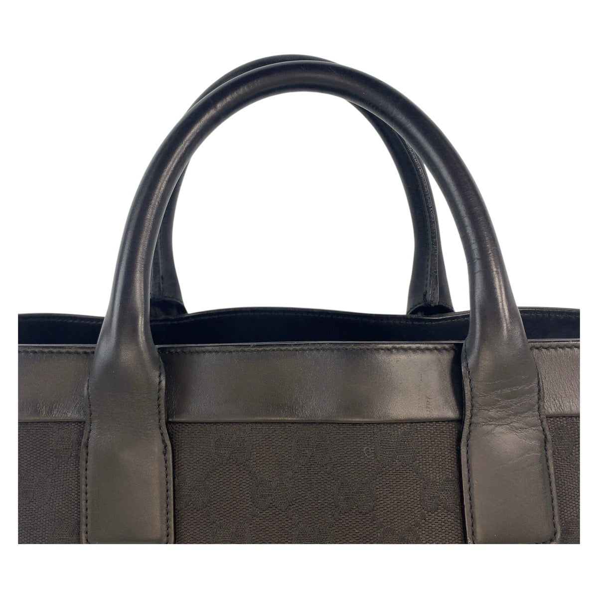 GUCCI Tote Bag 002 1121 GG canvas, leather Black black Tote Bag Women Used
