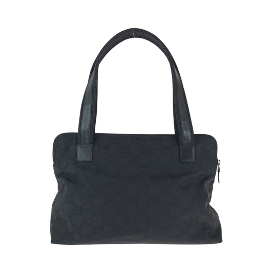 GUCCI Tote Bag 001 3705 Nylon, Leather Black Silver Metal Tote Bag Handbag Shoulder Bag Women Used
