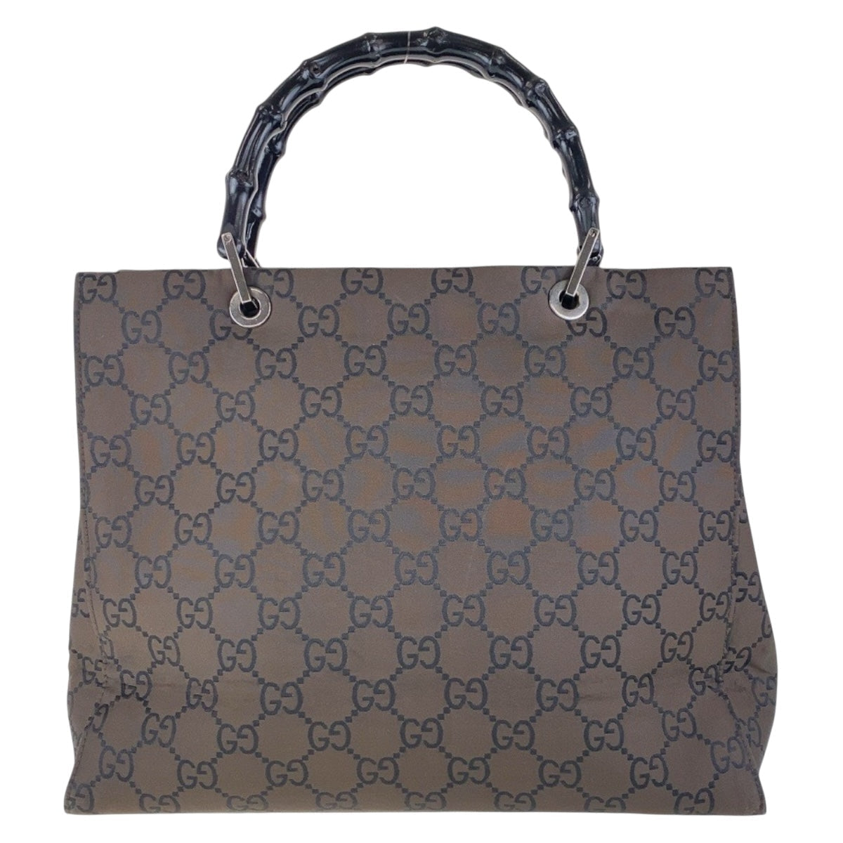 GUCCI Tote Bag 002 1010 GG canvas Brown Black SilverMetal Tote Bag handbag Bamboo Women Used