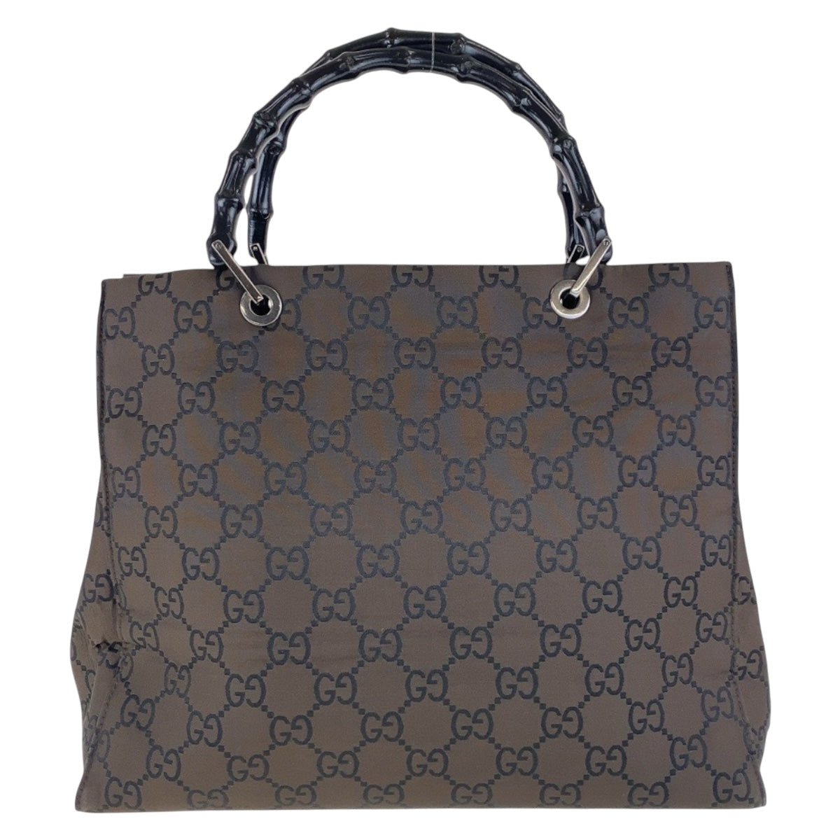 GUCCI Tote Bag 002 1010 GG canvas Brown Black SilverMetal Tote Bag handbag Bamboo Women Used