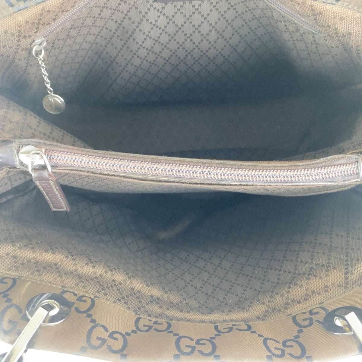 GUCCI Tote Bag 002 1010 GG canvas Brown Black SilverMetal Tote Bag handbag Bamboo Women Used