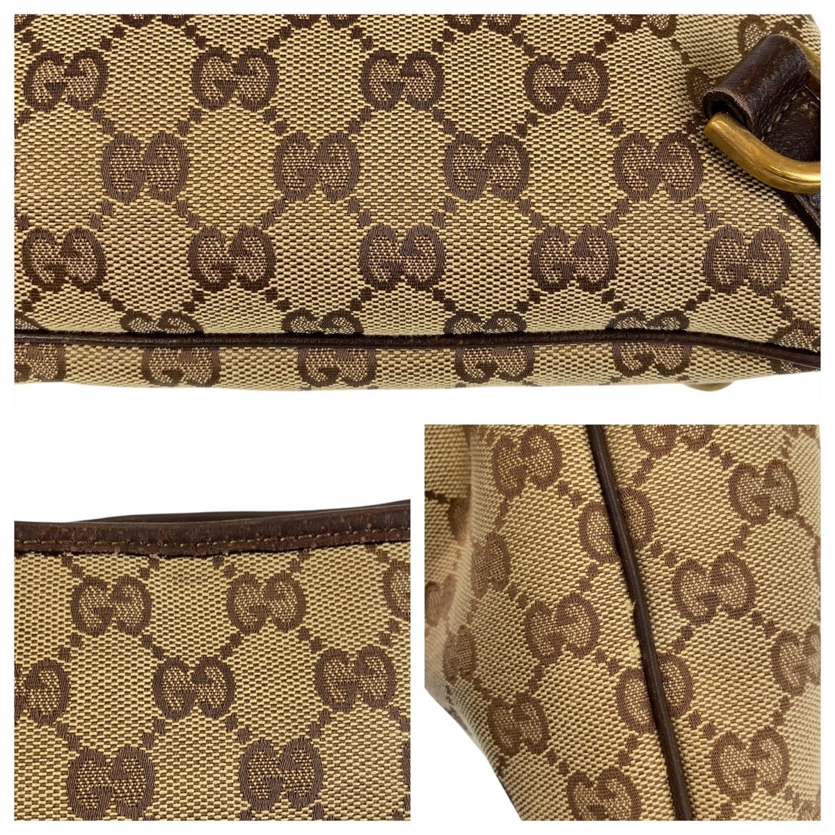 GUCCI Shoulder Bag 131326 GG canvas, leather Beige Brown Gold Metal Shoulder Bag Messenger bag Abbey Women Used