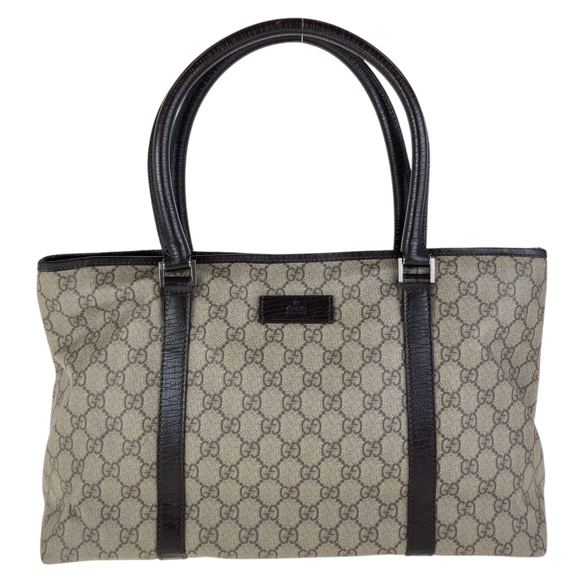 GUCCI Tote Bag 114595 GG Supreme canvas, leather Brown Gray SilverMetal Tote Bag Shoulder Bag Women Used