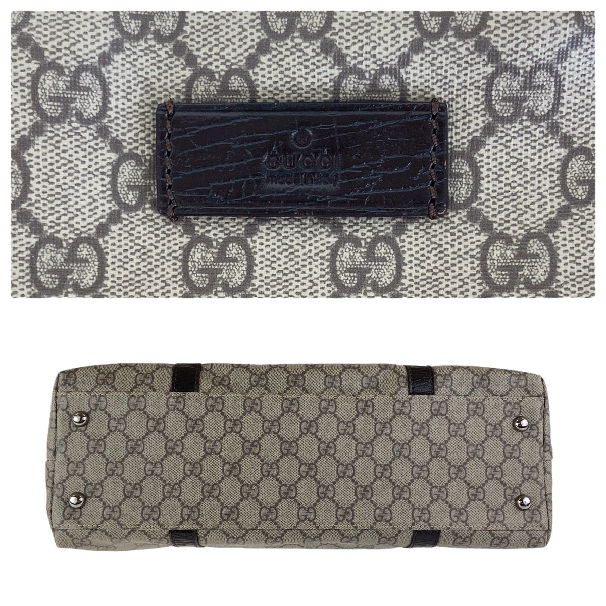 GUCCI Tote Bag 114595 GG Supreme canvas, leather Brown Gray SilverMetal Tote Bag Shoulder Bag Women Used