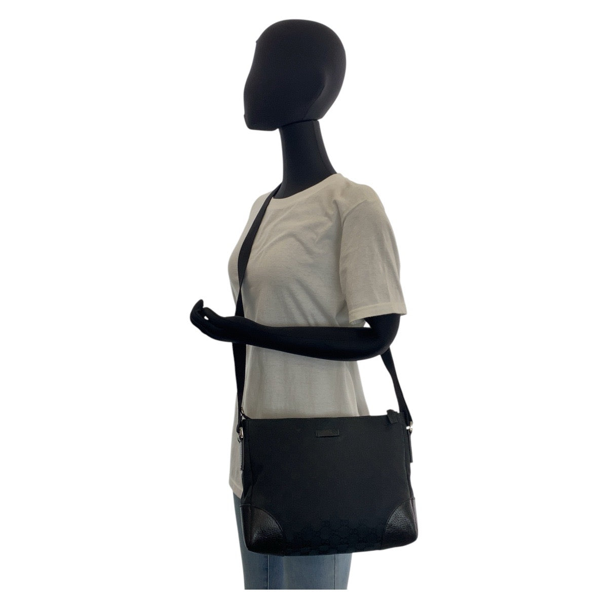 GUCCI Shoulder Bag 114273 GG canvas, leather Black black Shoulder Bag Messenger bag Women Used