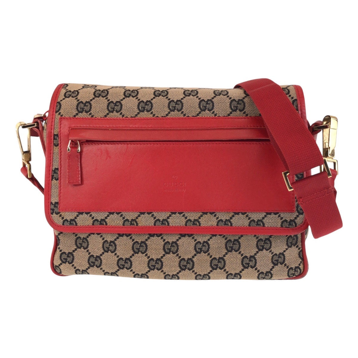 GUCCI Shoulder Bag 001 0375 GG canvas, leather Red Beige Gold Metal Shoulder Bag Messenger bag Women Used