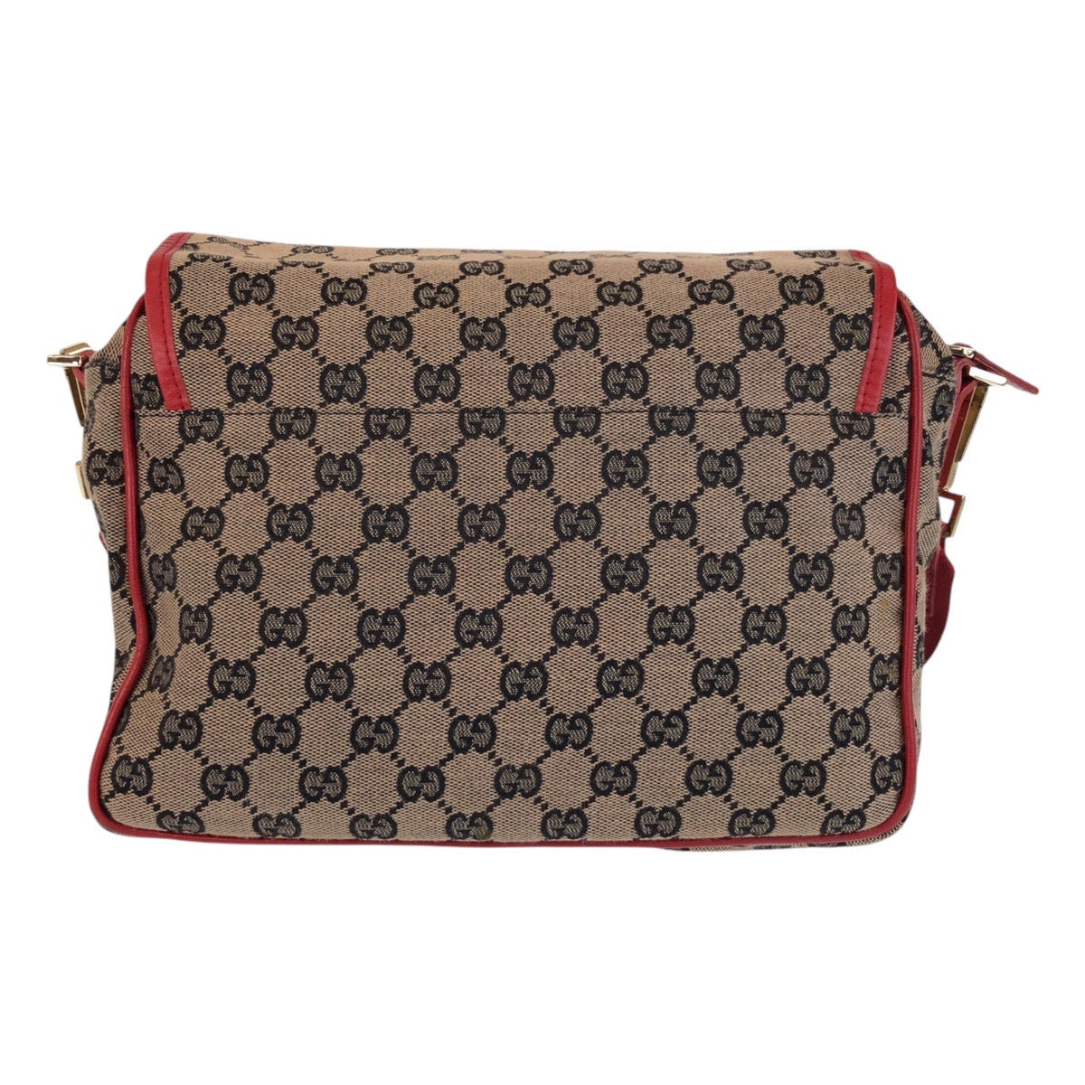 GUCCI Shoulder Bag 001 0375 GG canvas, leather Red Beige Gold Metal Shoulder Bag Messenger bag Women Used