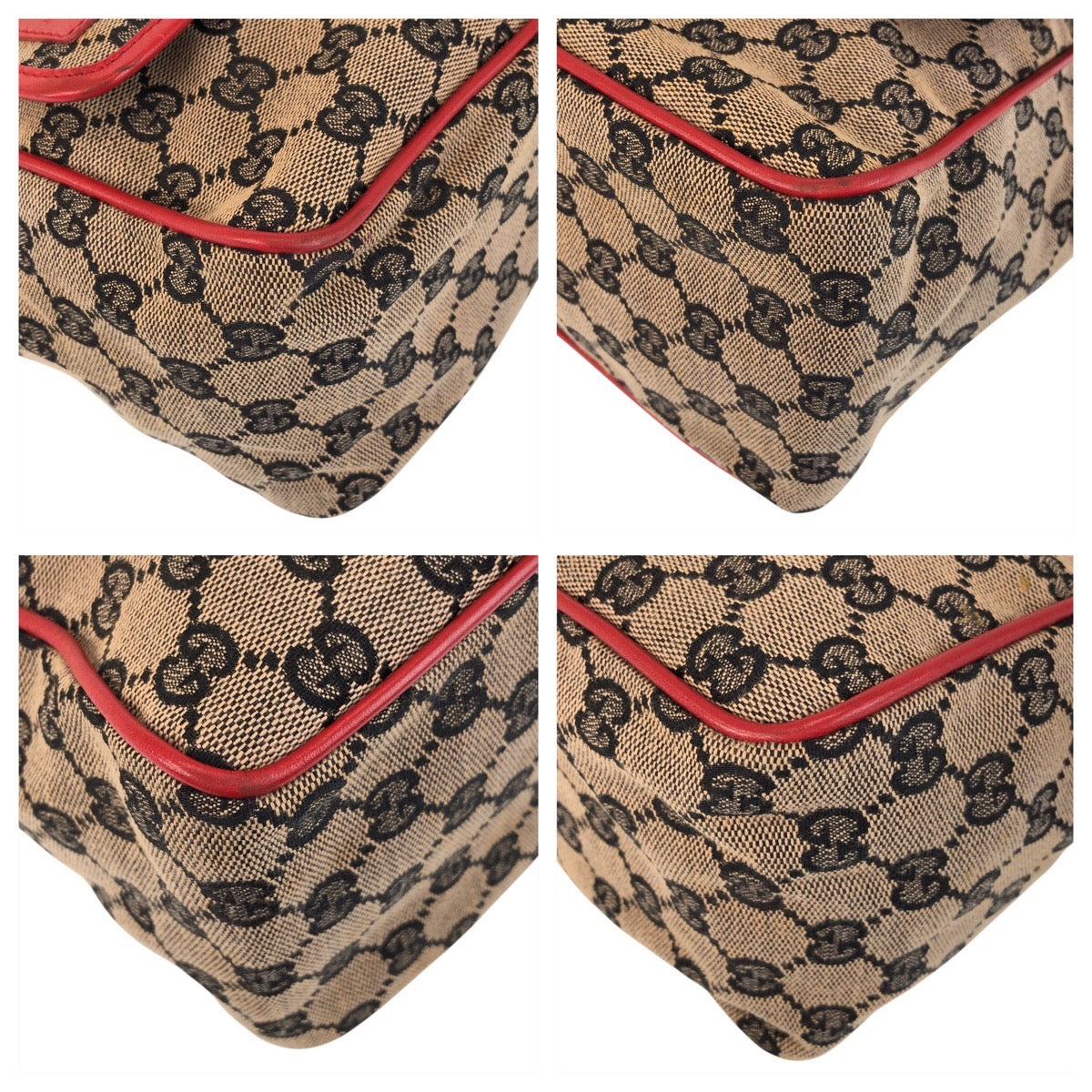 GUCCI Shoulder Bag 001 0375 GG canvas, leather Red Beige Gold Metal Shoulder Bag Messenger bag Women Used
