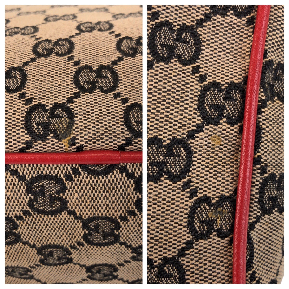 GUCCI Shoulder Bag 001 0375 GG canvas, leather Red Beige Gold Metal Shoulder Bag Messenger bag Women Used