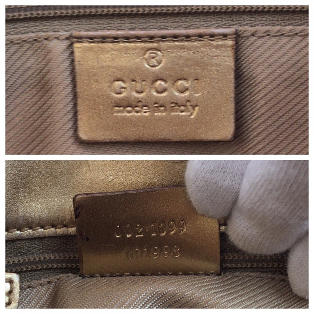 GUCCI Tote Bag 002 1099 GG canvas Gold Metal Tote Bag handbag Women Used