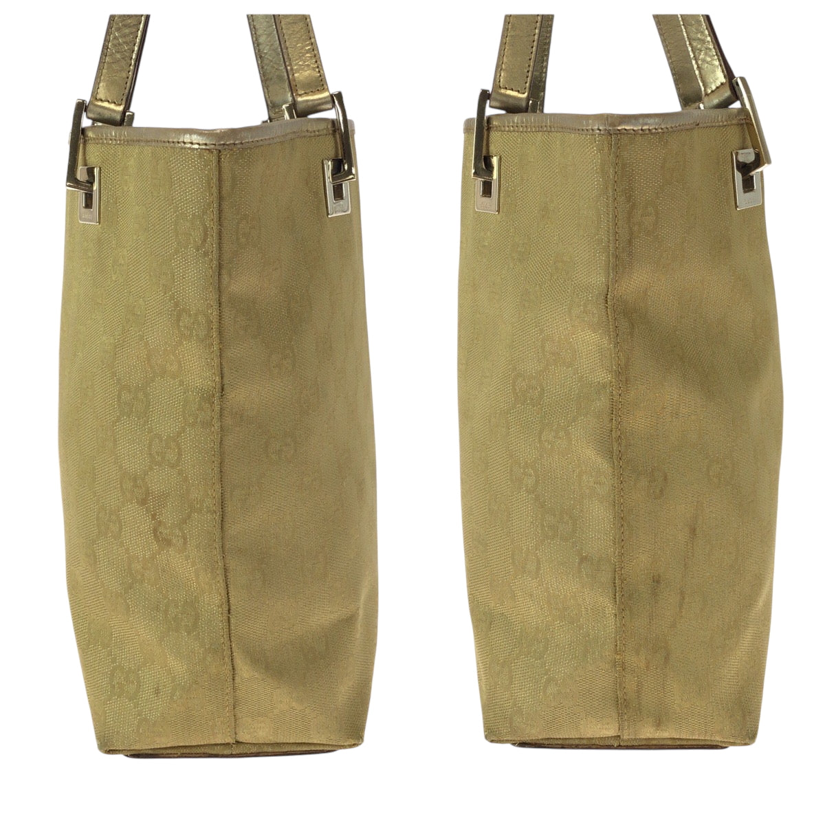 GUCCI Tote Bag 002 1099 GG canvas Gold Metal Tote Bag handbag Women Used